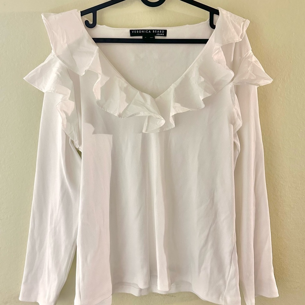 Veronica Beard Strata Ruffled Top XL - Picture 2 of 5